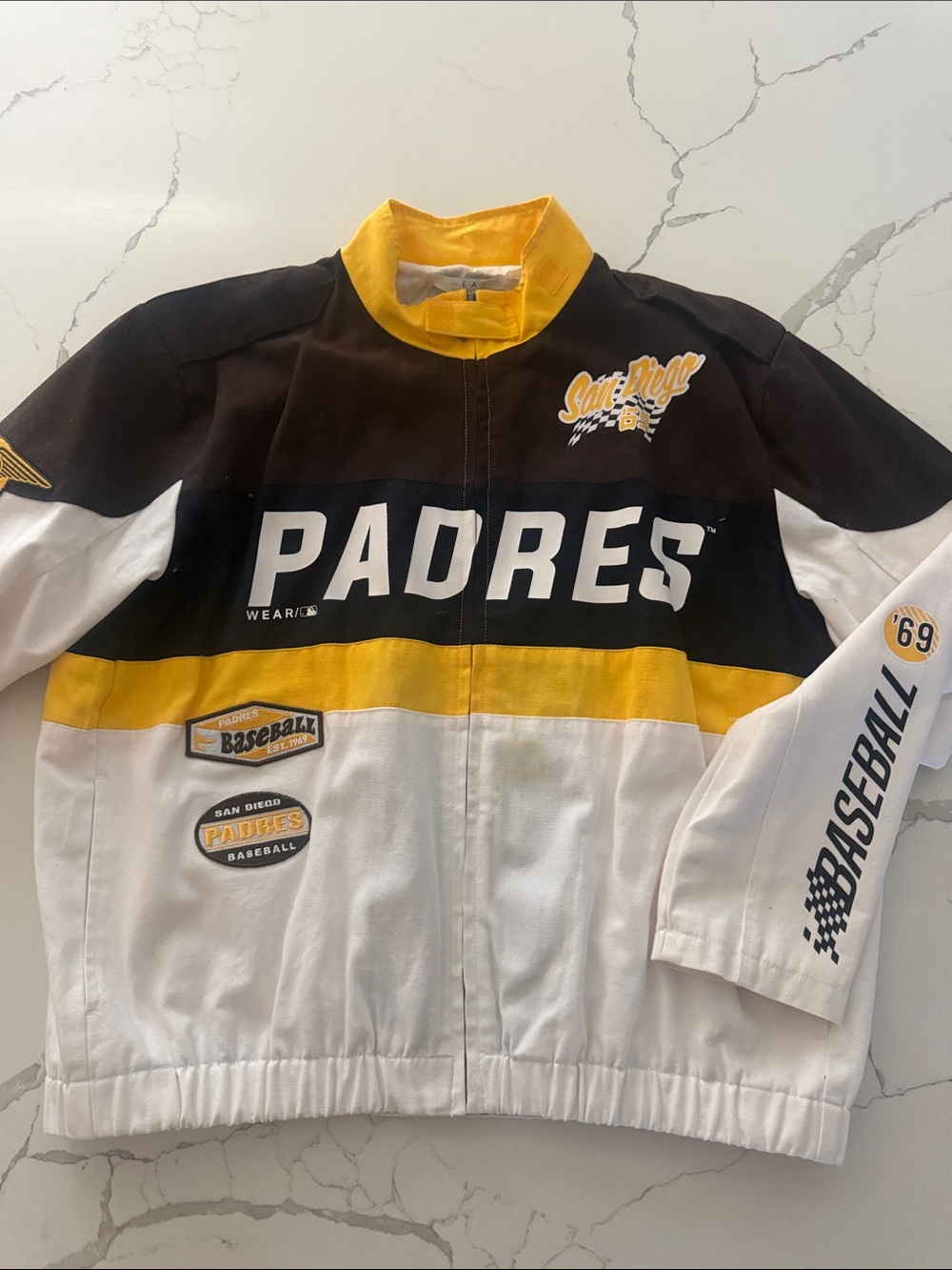 Padres Racing Stripe Jacket with patches